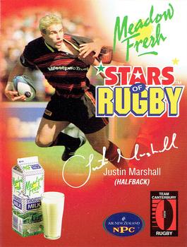 1999 Meadow Fresh Milk South Island Stars of Rugby #NNO Justin Marshall Front